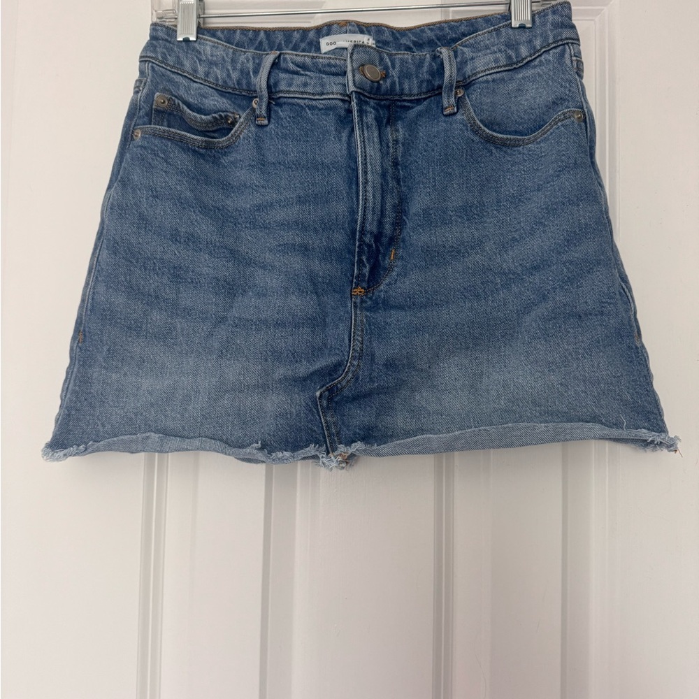 Good American Light Blue Denim Skirt